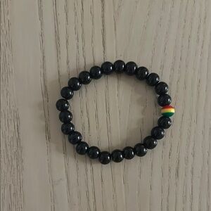 Black Beaded Bracelet with Multicolor Accent